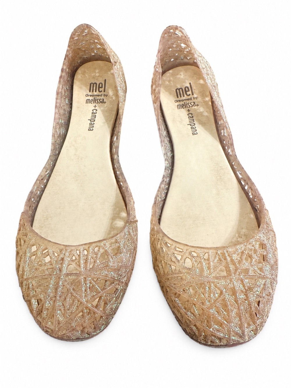 Mel by Melissa Women’s Glitter Cutout Ballet Flats in Silver